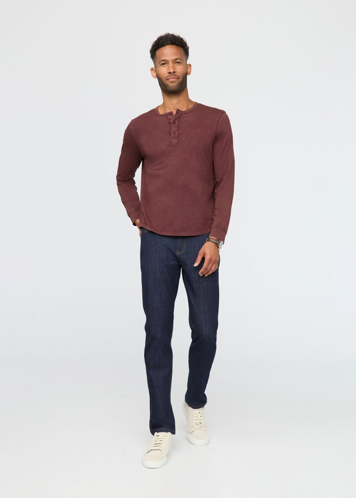 Duer PurePima Vintage Henley - Washed Red Rock