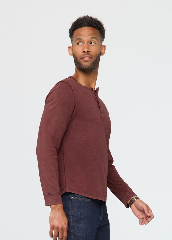 Duer PurePima Vintage Henley - Washed Red Rock