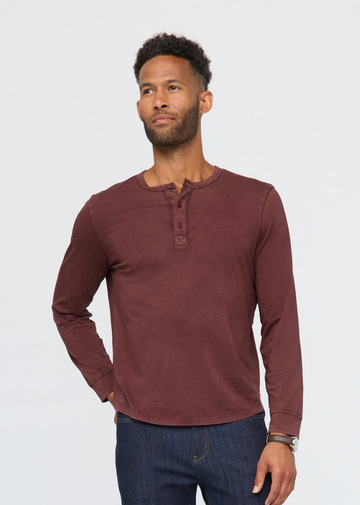 duer PurePima Vintage Henley - Washed Red Rock