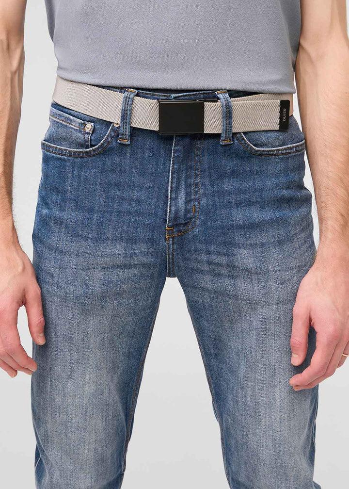 duer Reversible Stretch Belt - Silver/Tan