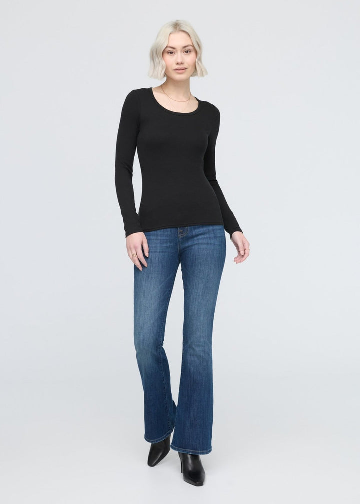 Duer Ribbed Pima Long Sleeve Tee - Black