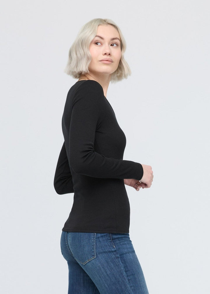 Duer Ribbed Pima Long Sleeve Tee - Black