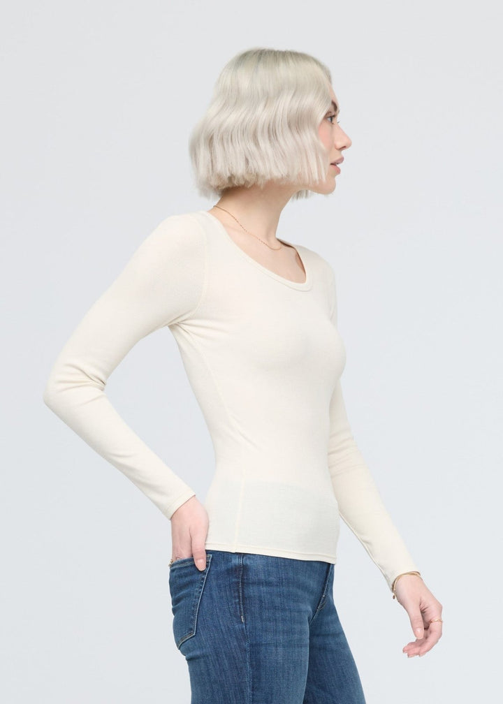 Duer Ribbed Pima Long Sleeve Tee - Ecru