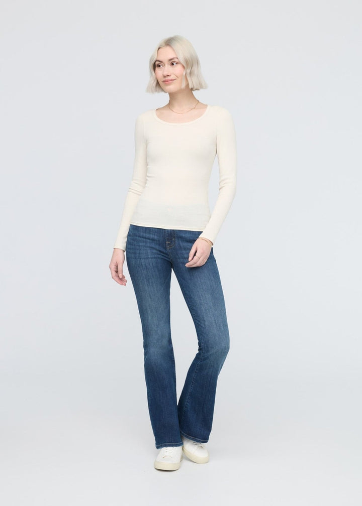 Duer Ribbed Pima Long Sleeve Tee - Ecru
