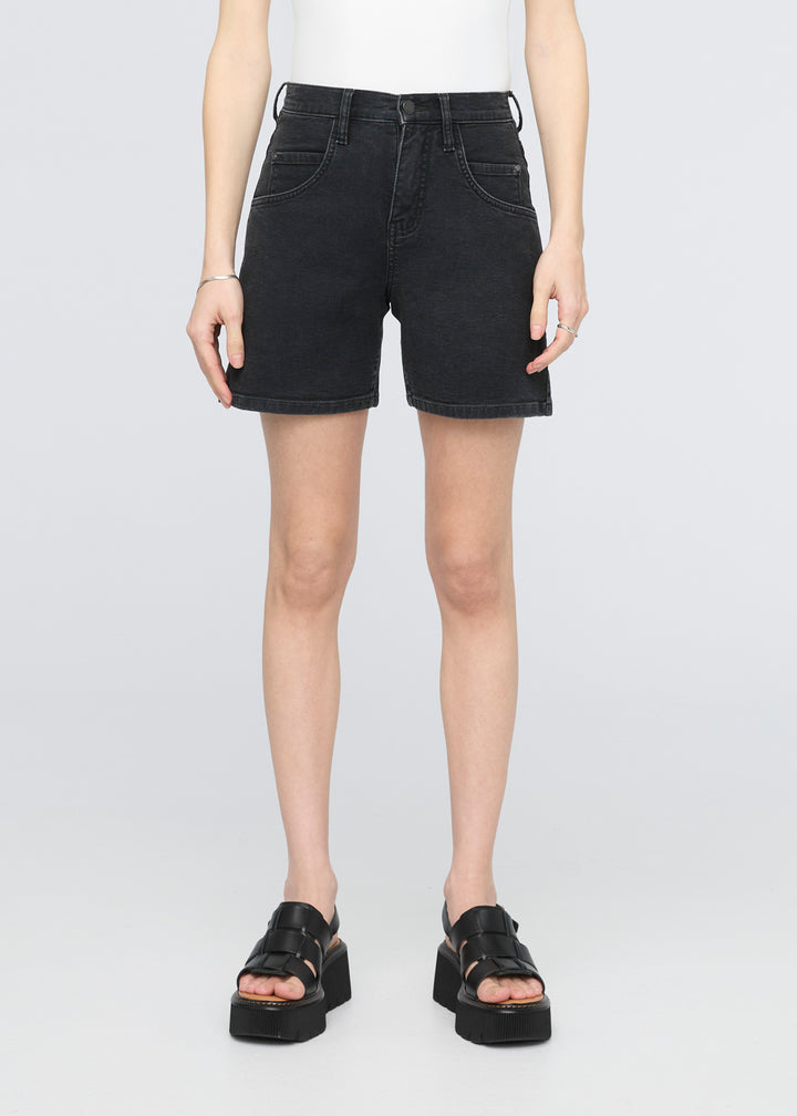 Duer Stretch Canvas High Rise Relaxed Short - Black