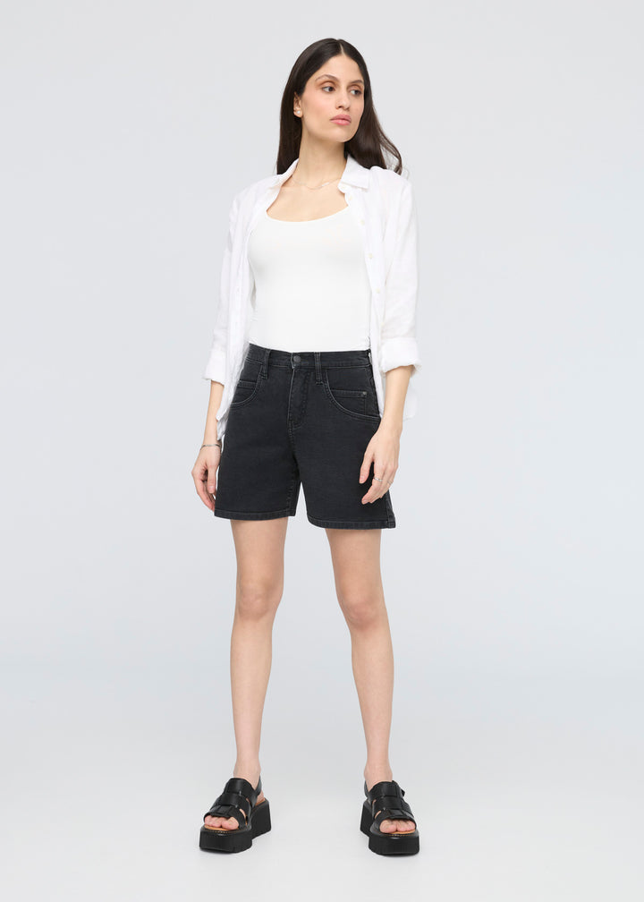 duer Stretch Canvas High Rise Relaxed Short - Black