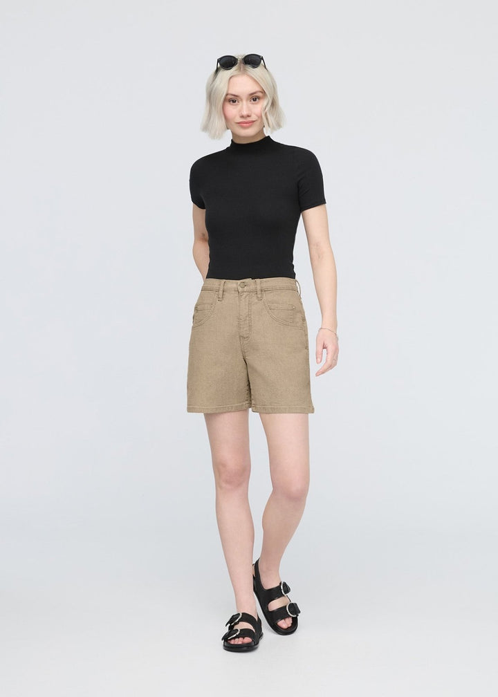 duer Stretch Canvas High Rise Relaxed Short - Tan