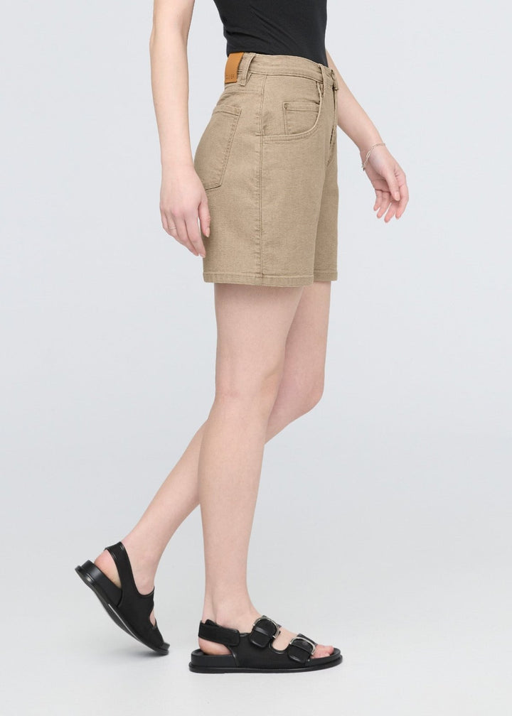 Duer Stretch Canvas High Rise Relaxed Short - Tan