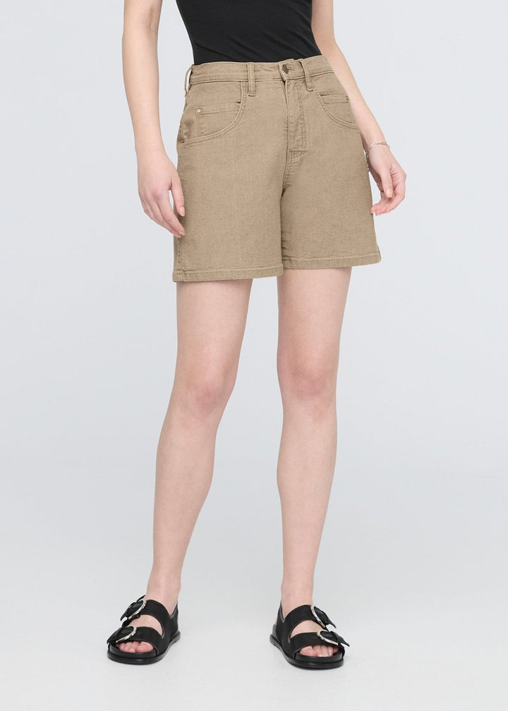Duer Stretch Canvas High Rise Relaxed Short - Tan