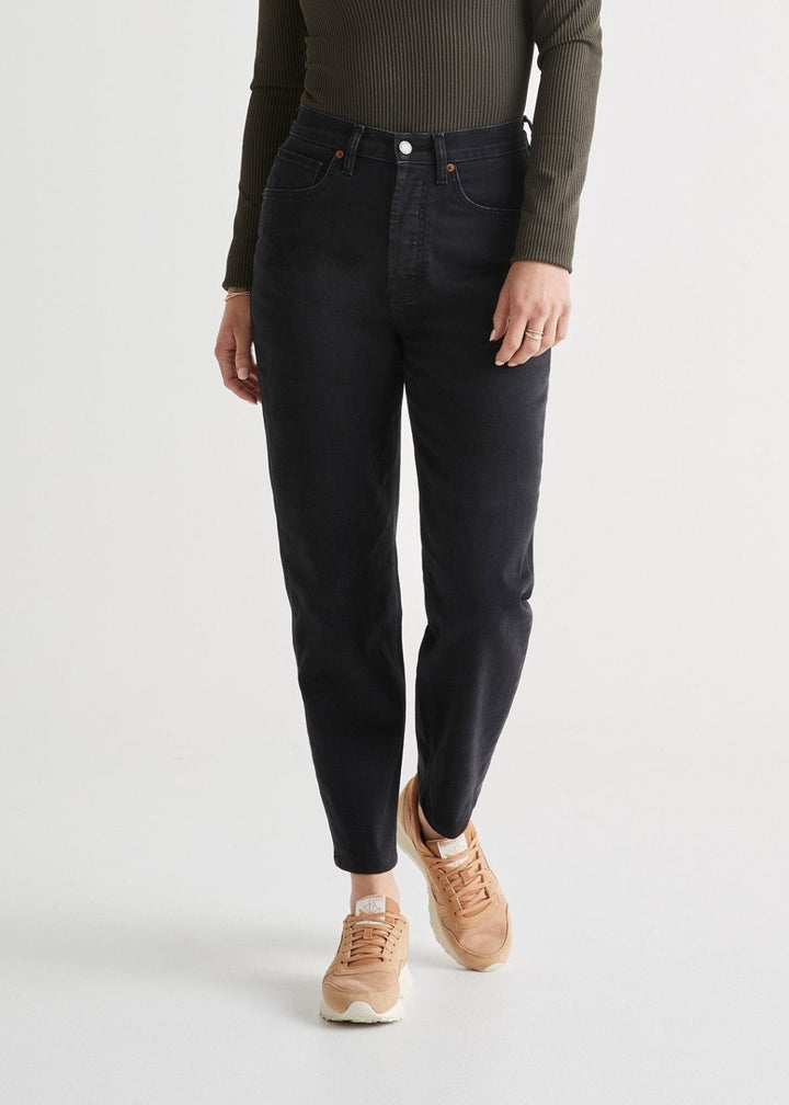 Duer Midweight Denim High Rise Arc (Zip Fly) - Aged Black