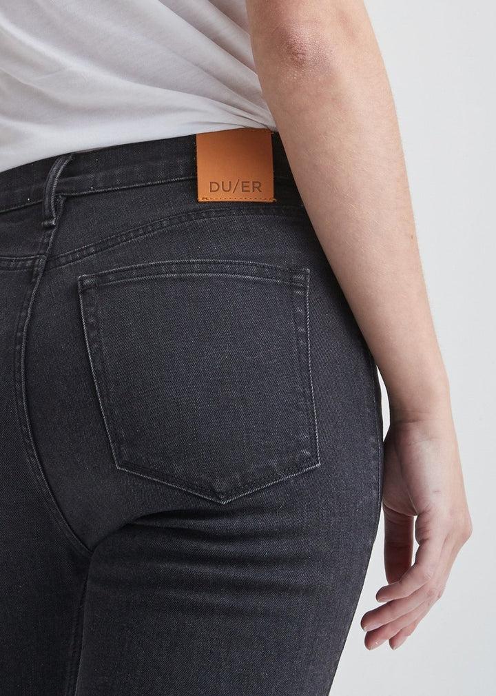Duer Midweight Denim High Rise Straight (Button Fly) - Aged Black