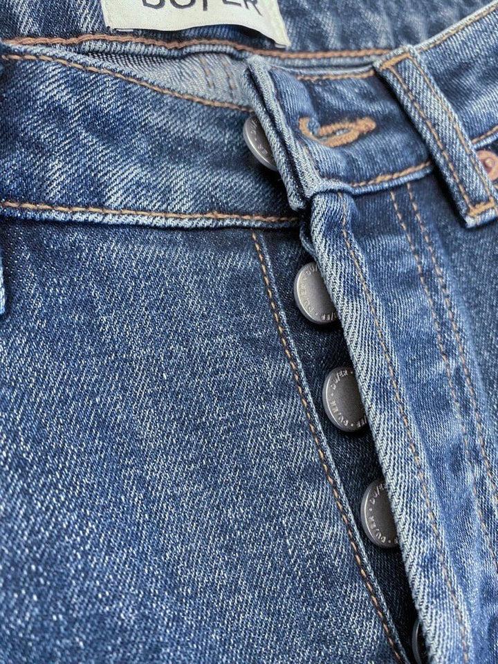 Duer Midweight Denim High Rise Straight (Button Fly) - Medium Blue
