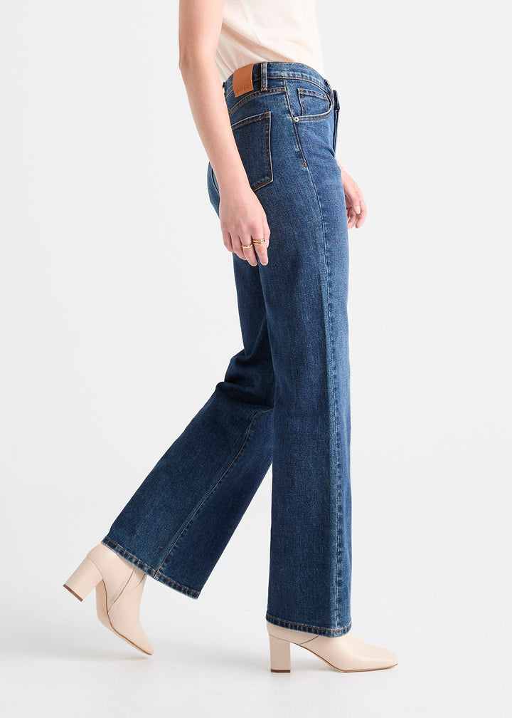 Duer Midweight Denim Wide Leg (Button Fly) - Dark Stone