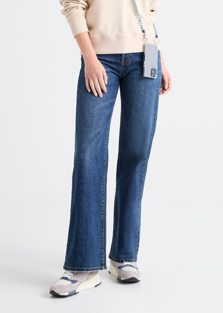 Duer Midweight Denim Wide Leg (Button Fly) - Dark Stone