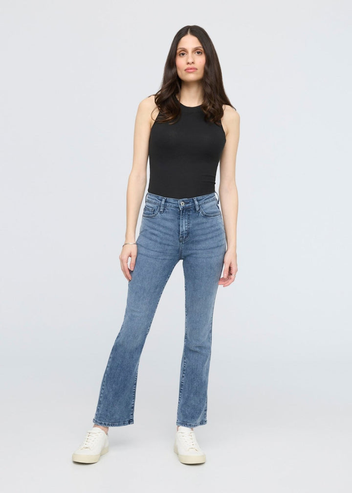 duer No Sweat Denim High Rise Kick Flare - Textured Indigo