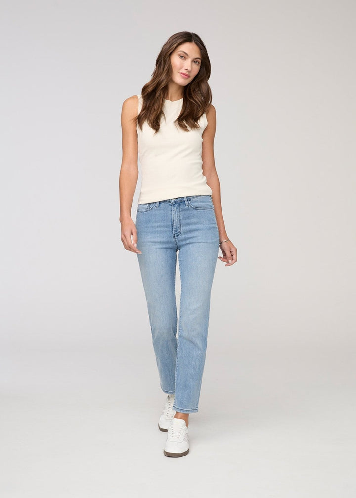 duer No Sweat Denim High Rise Slim Straight - Mystic Blue