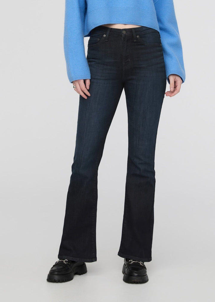 Duer Performance Denim High Rise Flare - Carbon Stone