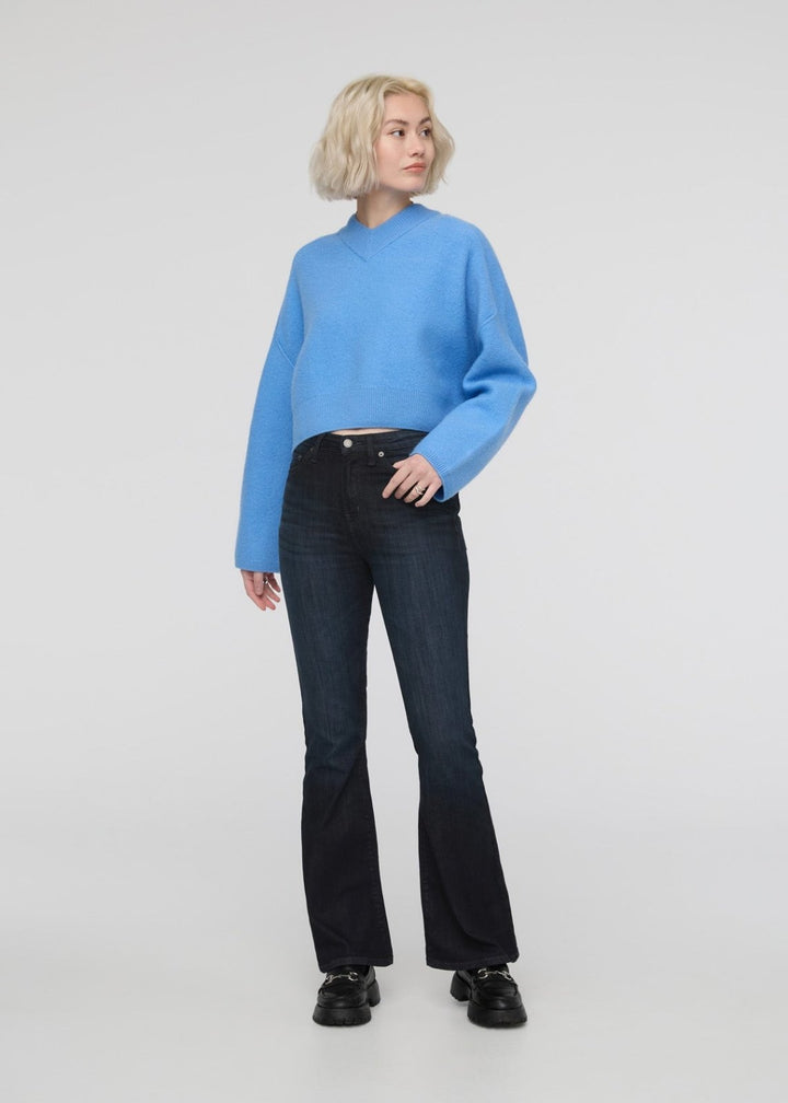 duer Performance Denim High Rise Flare - Carbon Stone