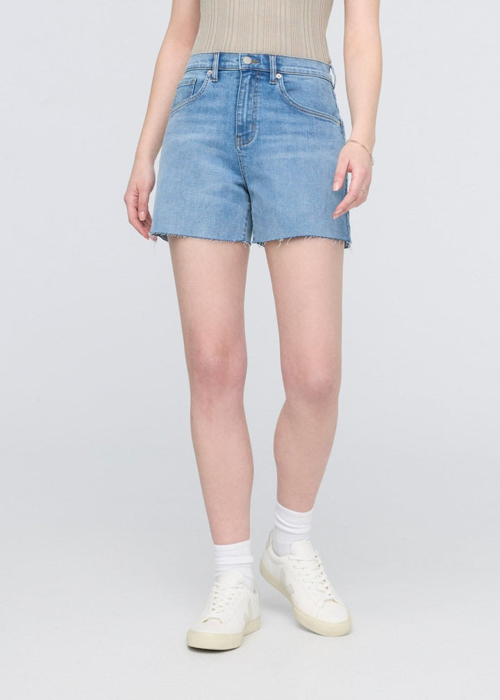 Duer Performance Denim+ High Rise Relaxed Short - Light Heritage