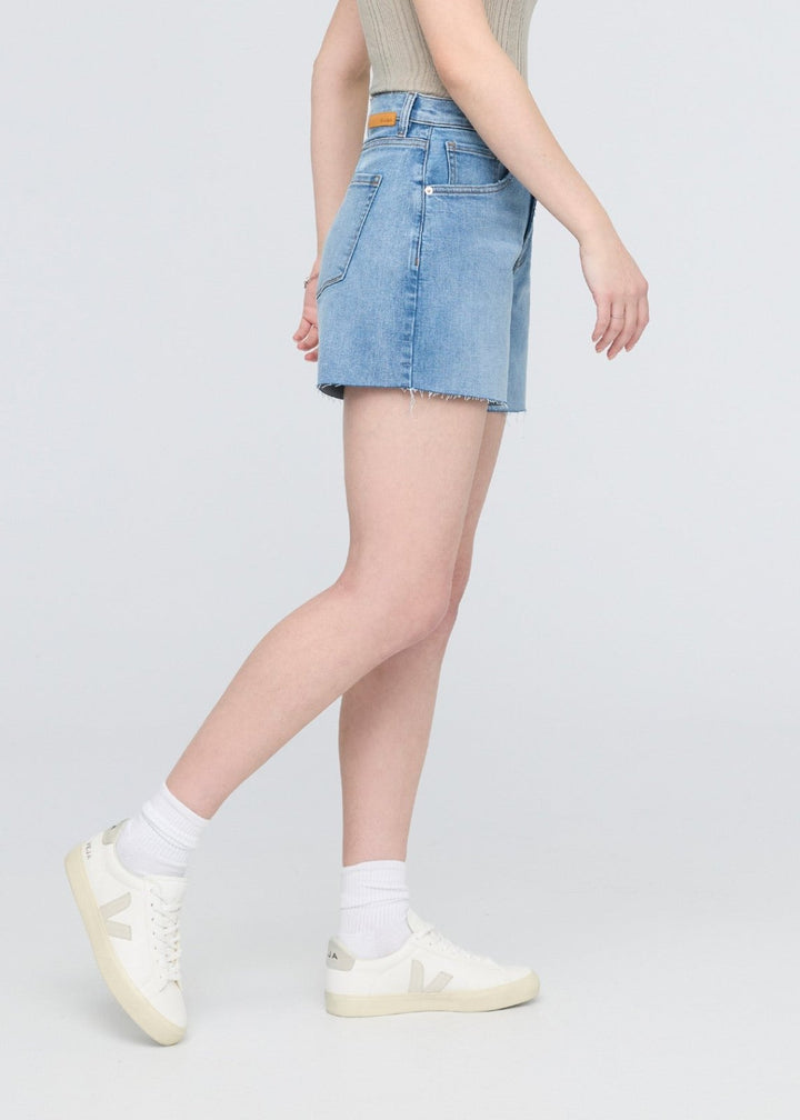 Duer Performance Denim+ High Rise Relaxed Short - Light Heritage