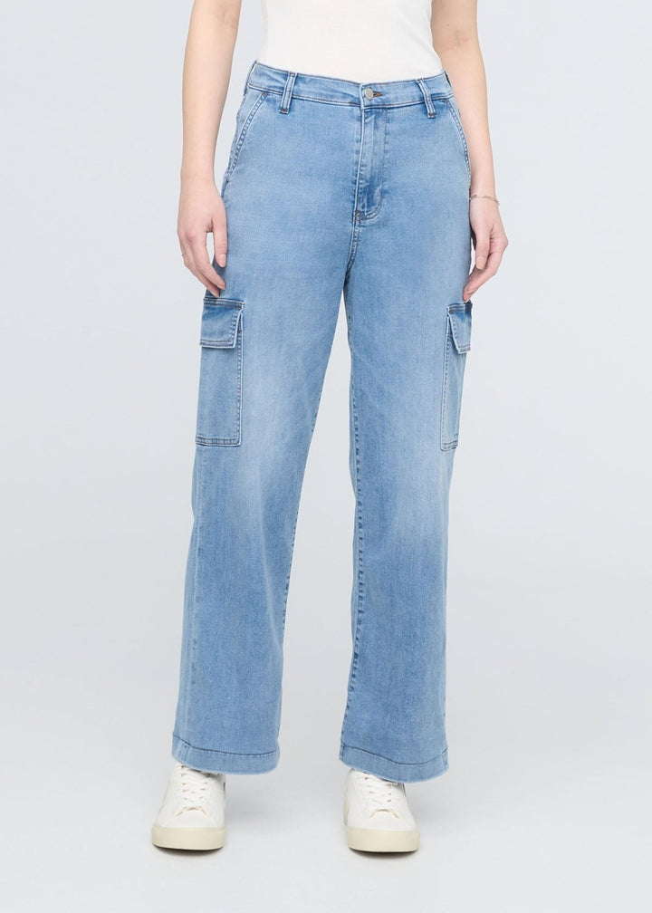 Duer Performance Denim Lite High Rise Cargo - Pacific