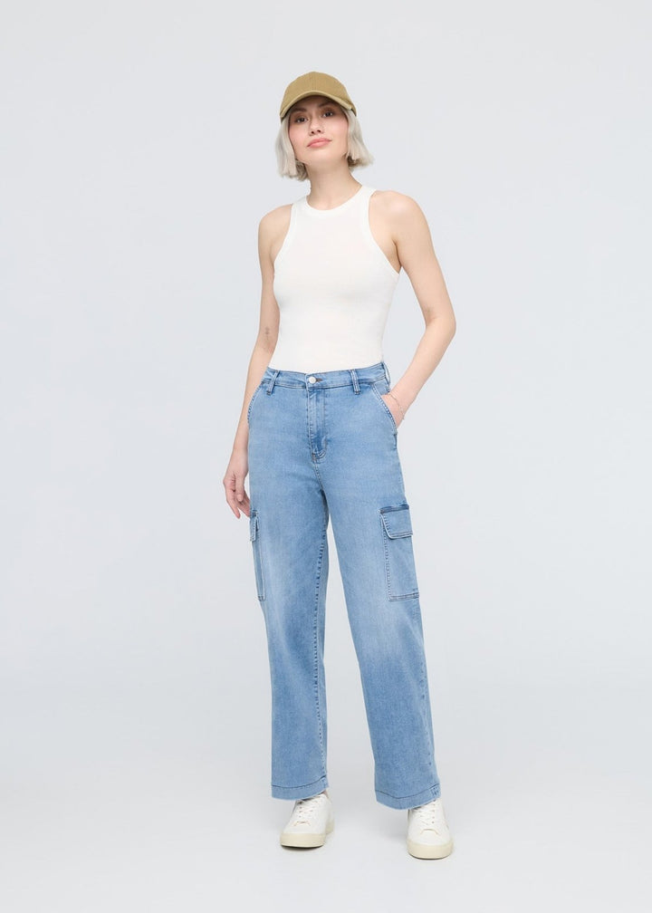 Duer Performance Denim Lite High Rise Cargo - Pacific