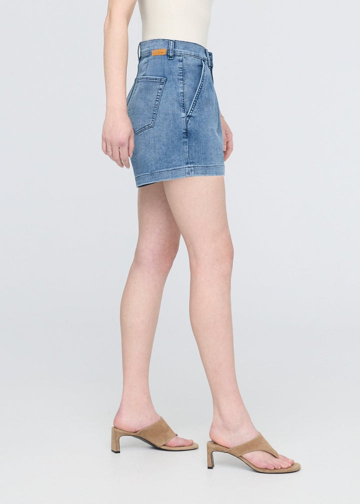 Duer Performance Denim Lite Pleated Short - Slate Indigo