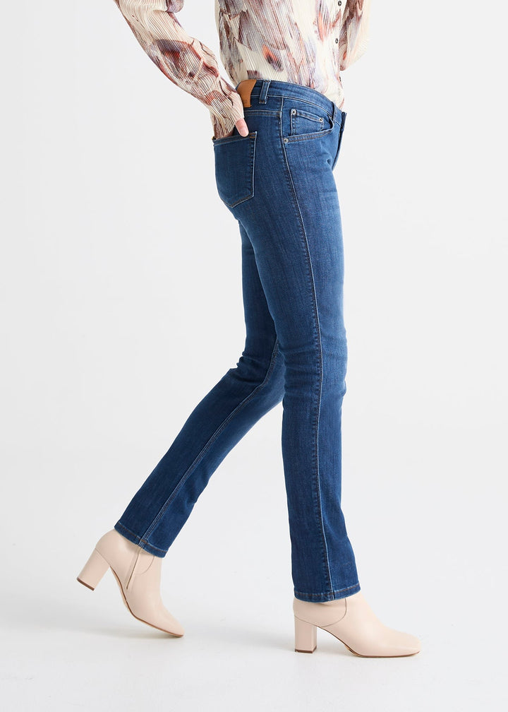 Duer Performance Denim Mid Rise Slim Straight - Aged Medium Stone