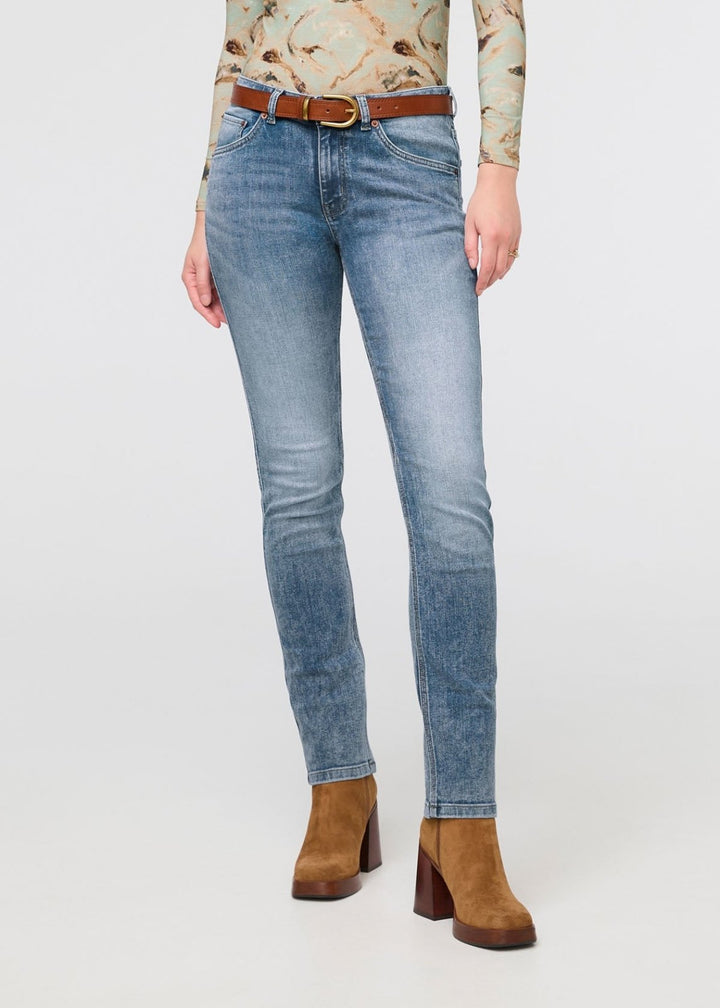 Duer Performance Denim Mid Rise Slim Straight - Beach Blue