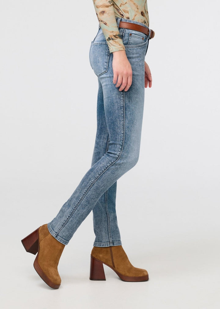 Duer Performance Denim Mid Rise Slim Straight - Beach Blue