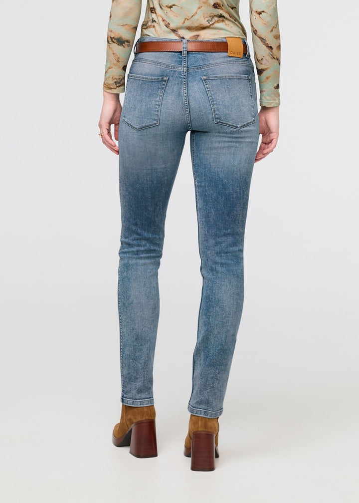 Duer Performance Denim Mid Rise Slim Straight - Beach Blue