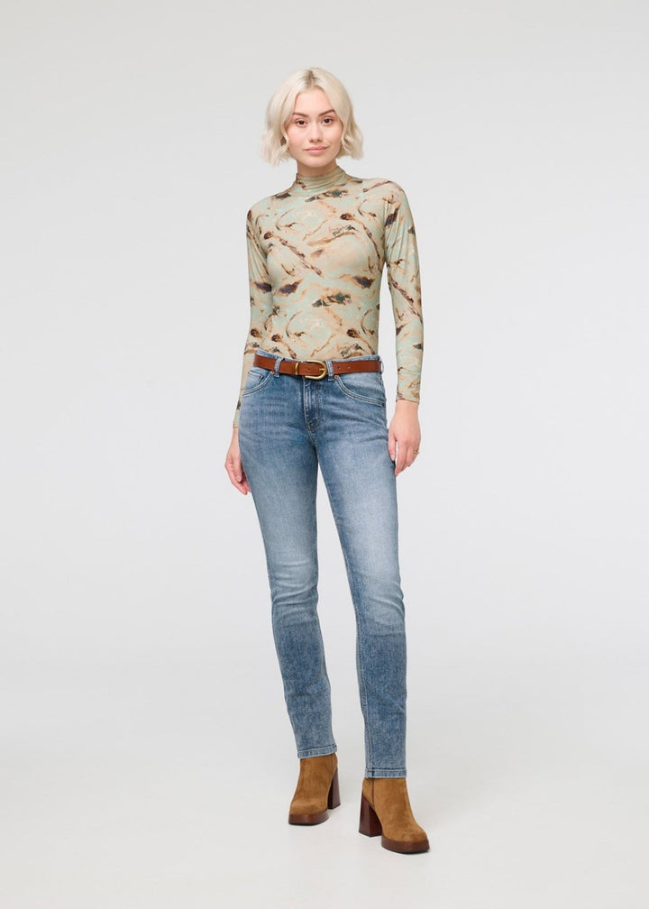 duer Performance Denim Mid Rise Slim Straight - Beach Blue