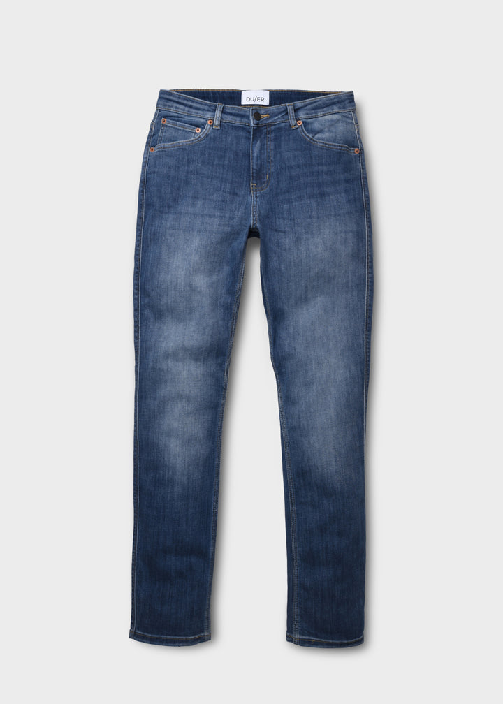 Duer Performance Denim Mid Rise Slim Straight - Tidal