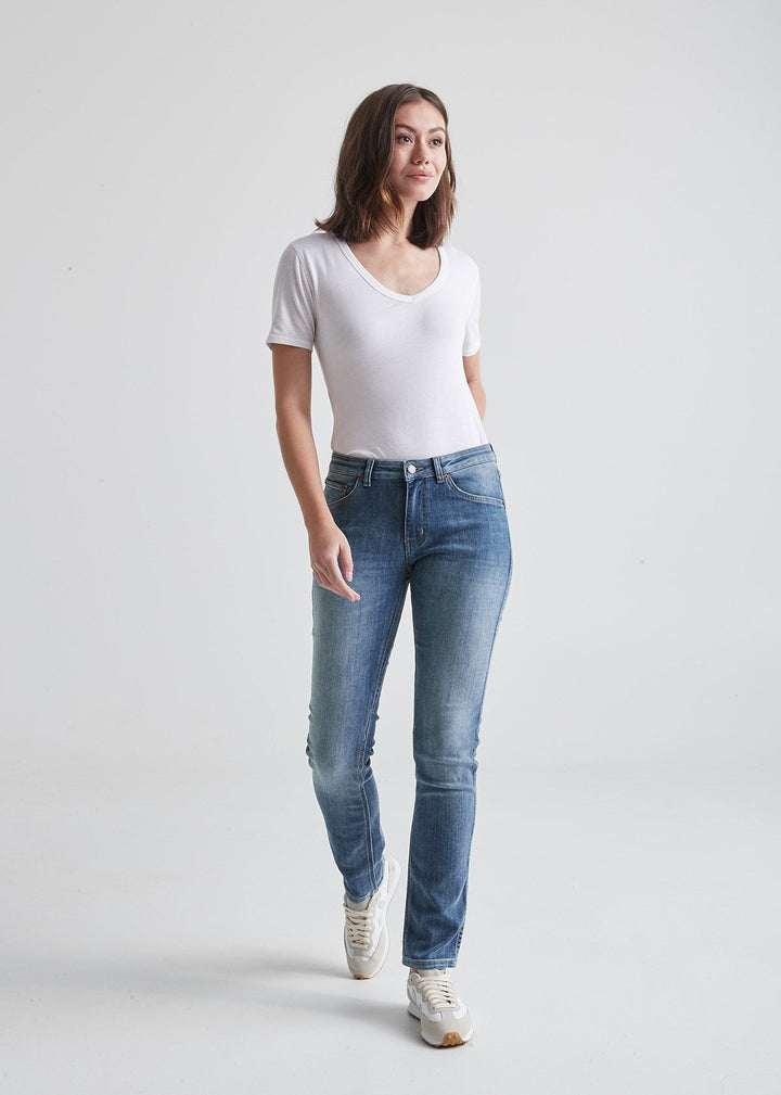 duer Performance Denim Mid Rise Slim Straight - Tidal