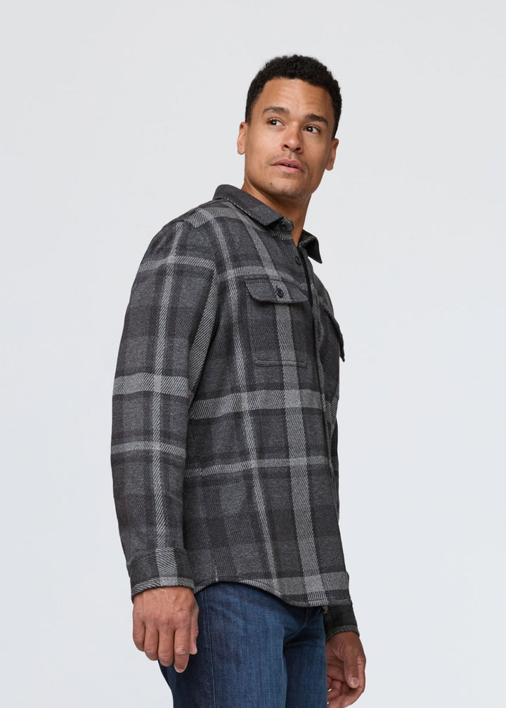 Duer Performance Flannel Button Down - Heather Charcoal Plaid