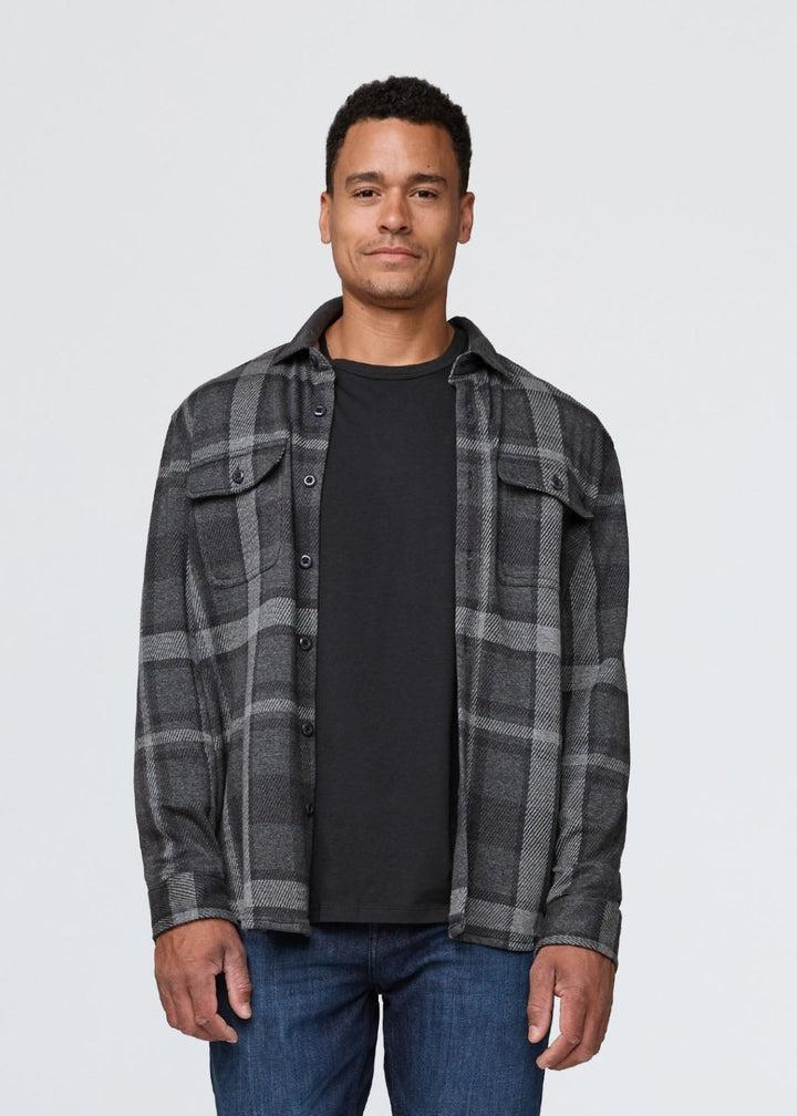duer Performance Flannel Button Down - Heather Charcoal Plaid