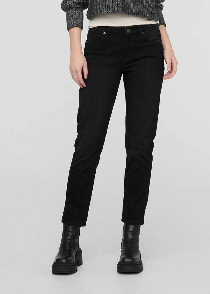 Duer Tech Fleece Denim Girlfriend Jean - Washed Black / Grey