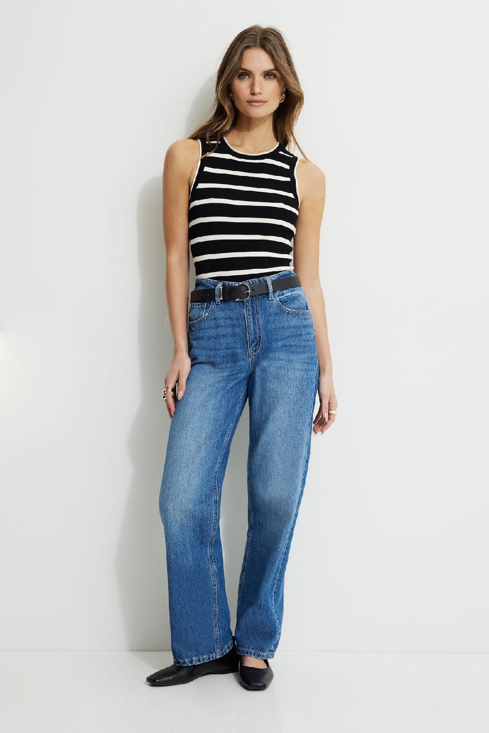 Dynamite Camisole Extensible Côtelée à Ourlet Roulé