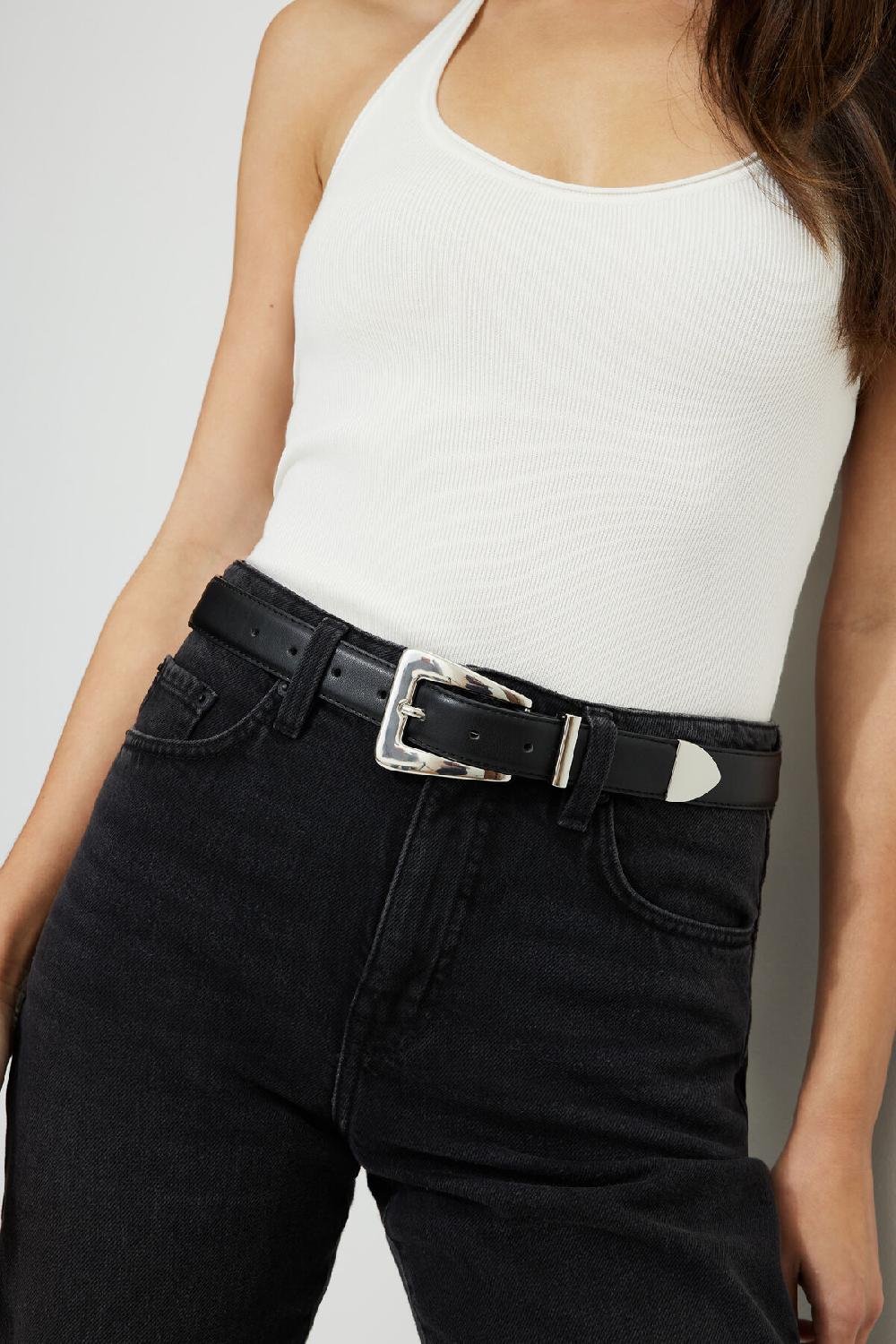 Dynamite Ceinture En Faux Cuir Classique à Boucle Trapézoïde