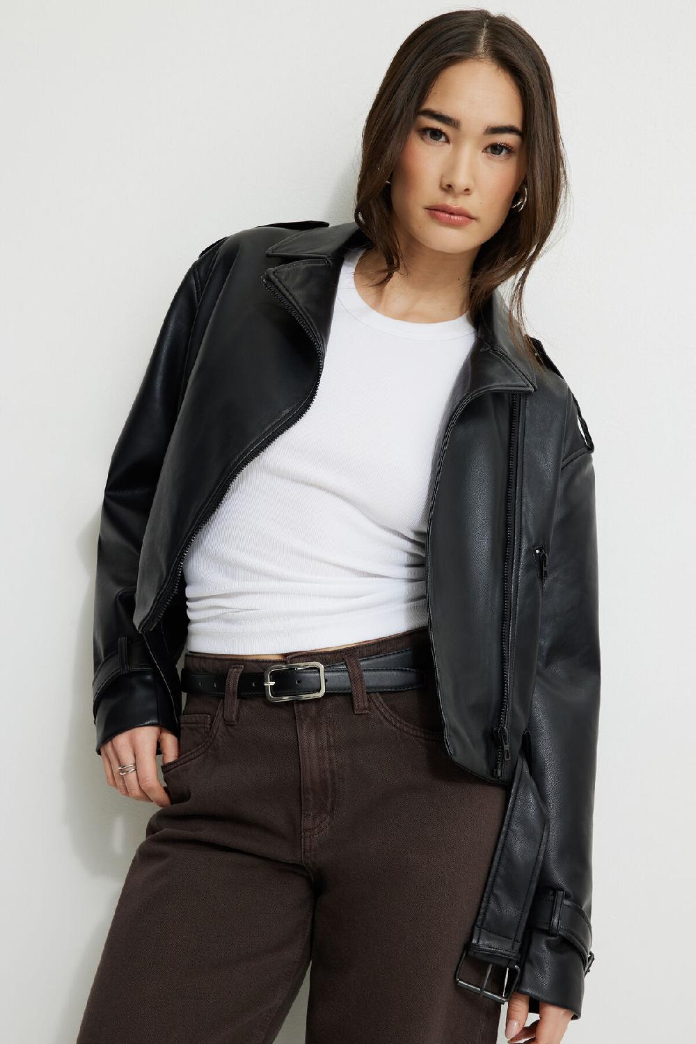 dynamite Ceinture mince en faux cuir à boucle rectangulaire et arrondie