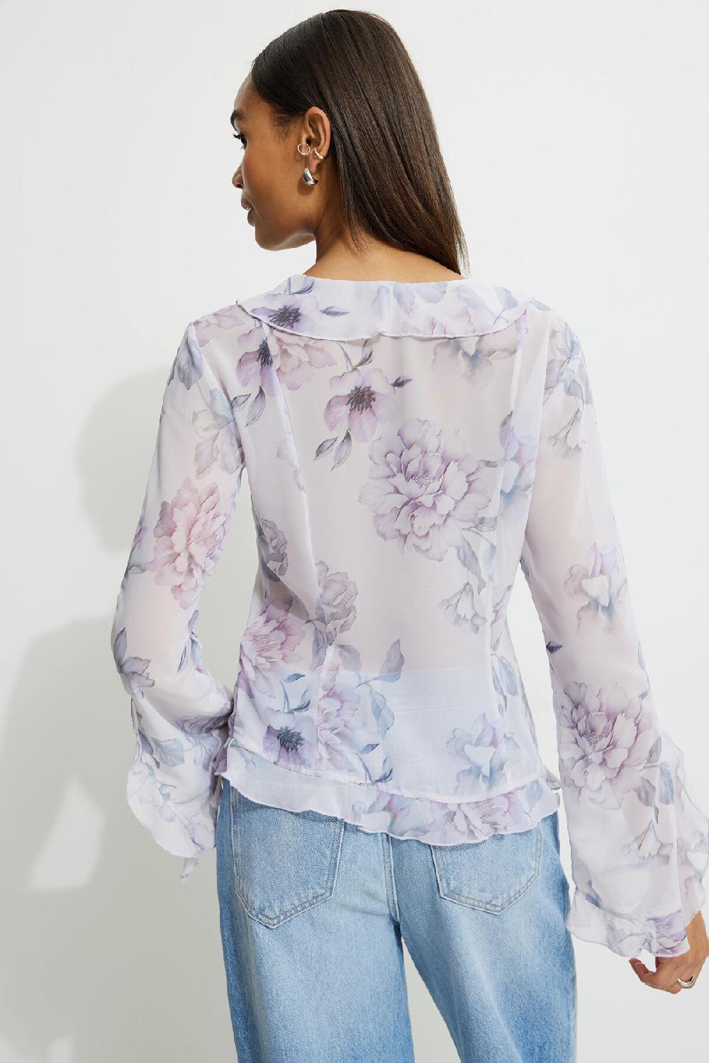 Dynamite Blouse Diaphane à Volants