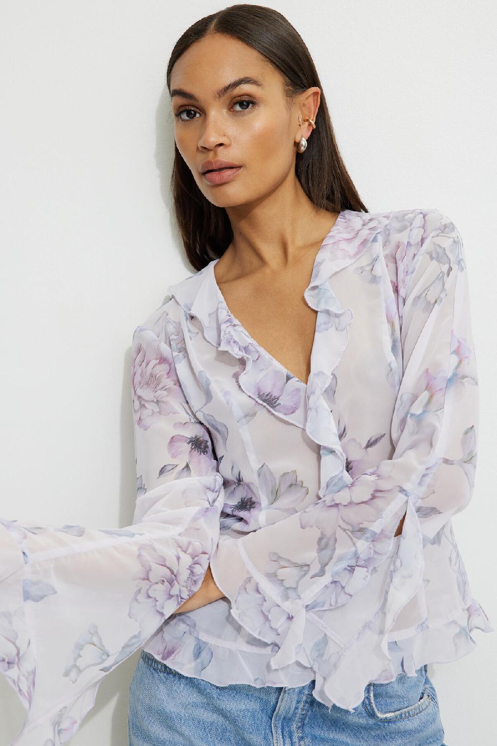 dynamite Blouse diaphane à volants