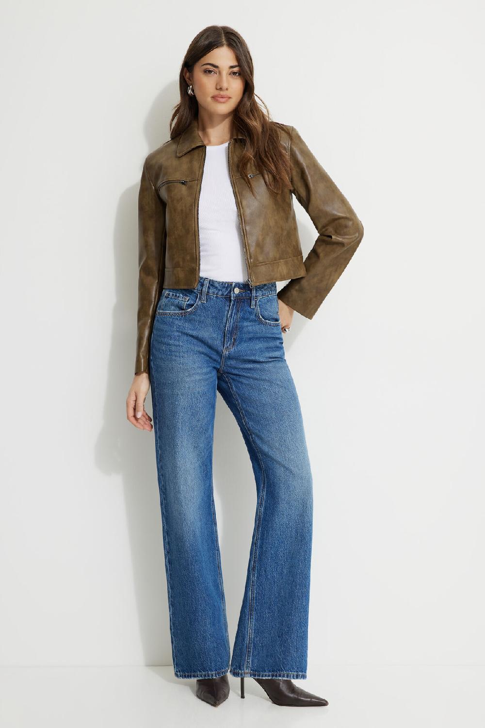 Dynamite Blouson De Moto En Faux Cuir Délavé