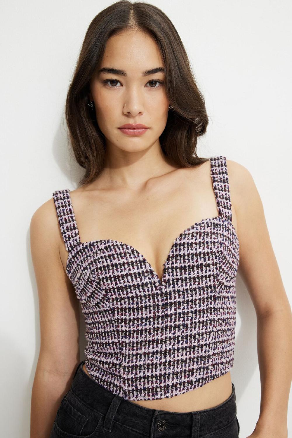 dynamite Bustier à col en cœur en tweed