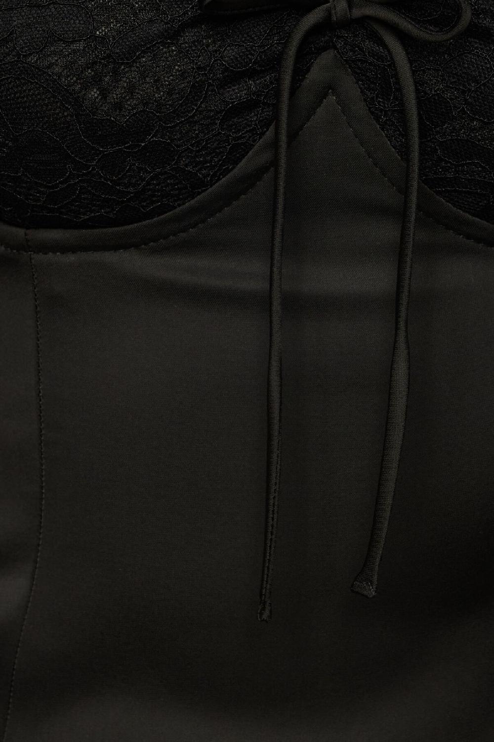 Dynamite Bustier En Dentelle Et Satin Marine