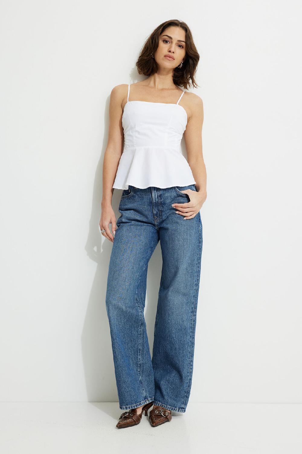 Dynamite Camisole à Basque En Popeline