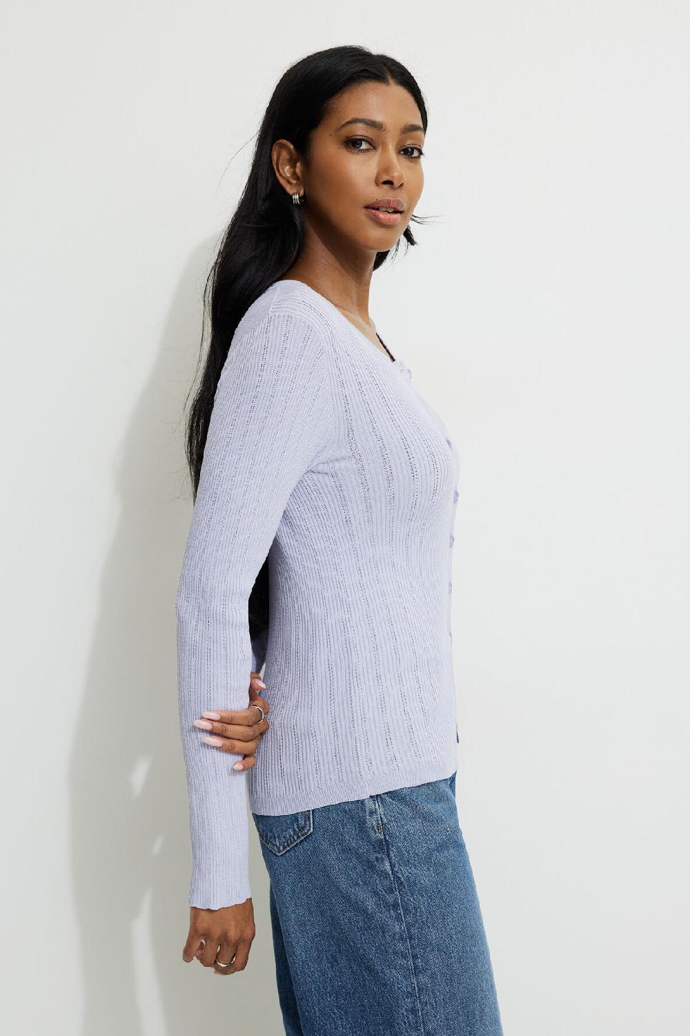 Dynamite Cardigan à Col Rond En Pointelle Mara