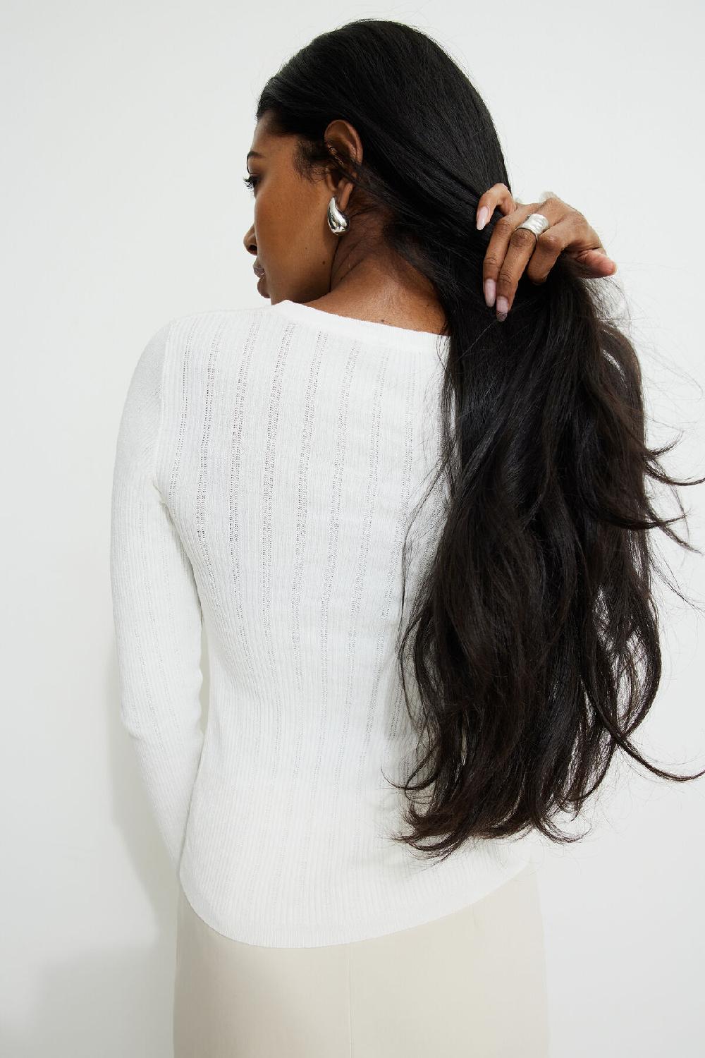 Dynamite Cardigan à Col Rond En Pointelle Mara