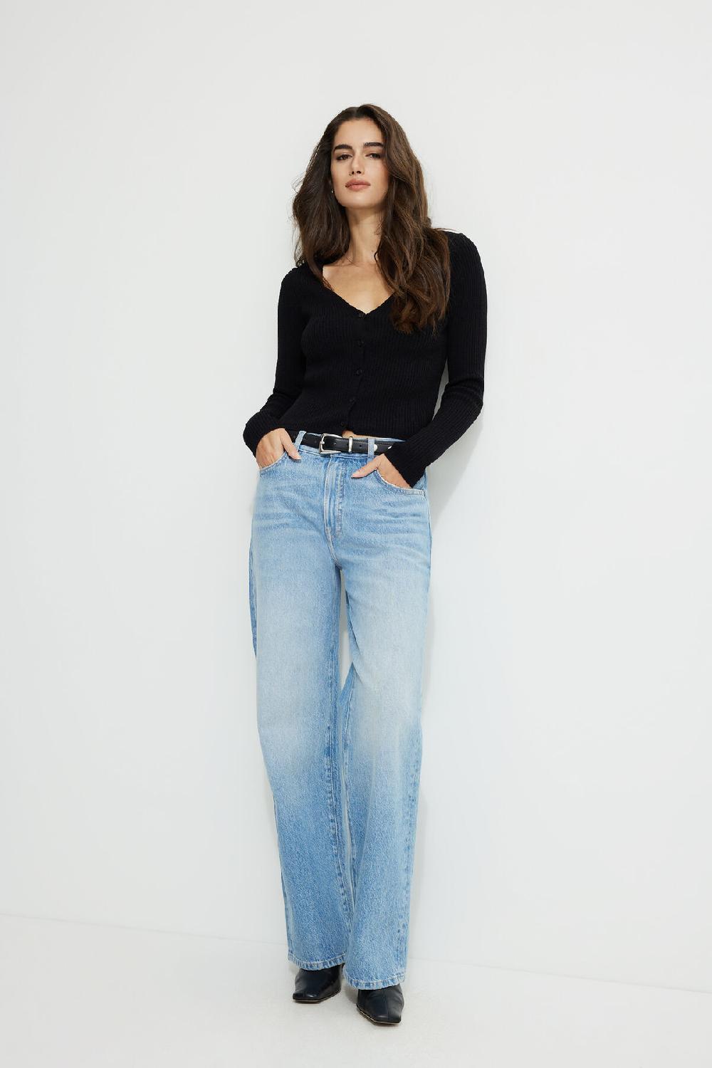 Dynamite Cardigan Côtelé à Col En V Mila