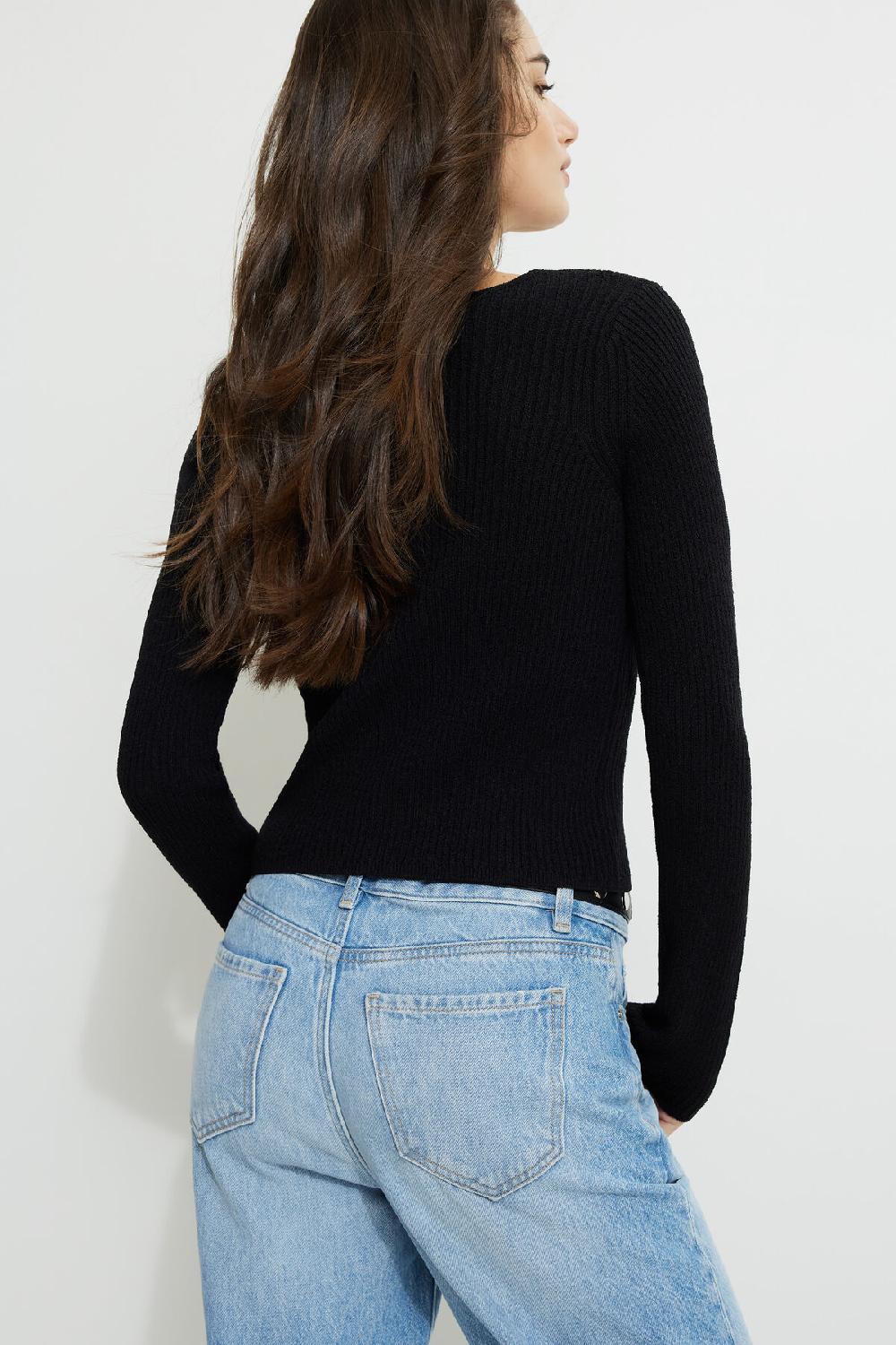 Dynamite Cardigan Côtelé à Col En V Mila